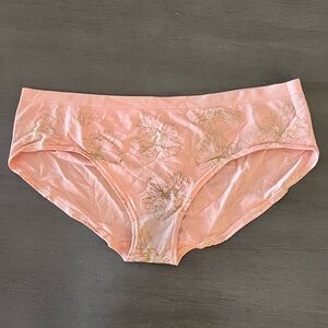 NEW Victoria's Secret Coral Pink Gold Floral Flower Seamless Underwear Pantie XL
